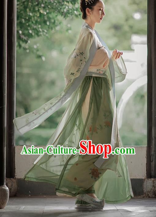 Chinese Ancient Maidservant Embroidered Dress Traditional Song Dynasty Young Lady Costume for Women