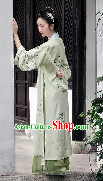 Chinese Ancient Maidservant Embroidered Dress Traditional Song Dynasty Young Lady Costume for Women