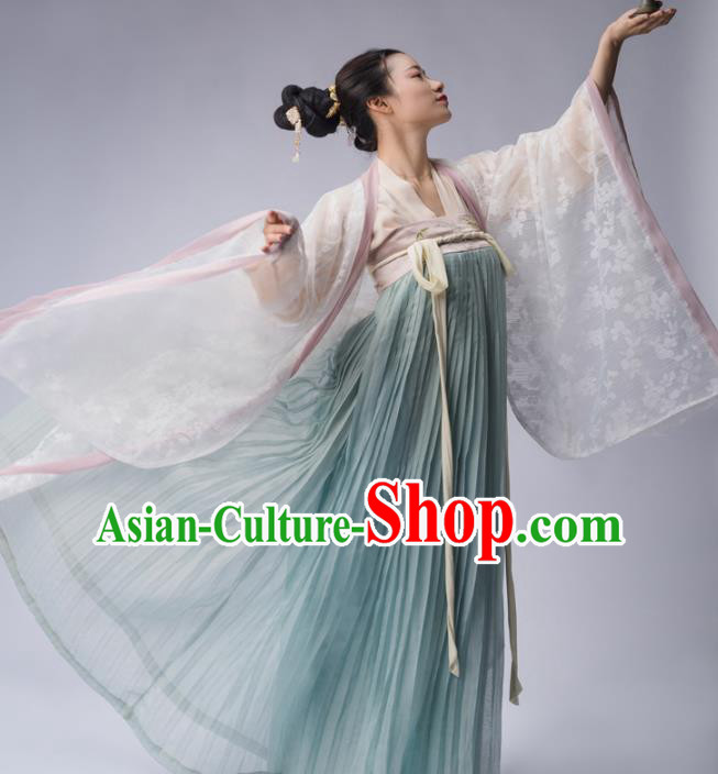 Chinese Ancient Tang Dynasty Court Lady Embroidered Dress Traditional Royal Princess Costume for Women