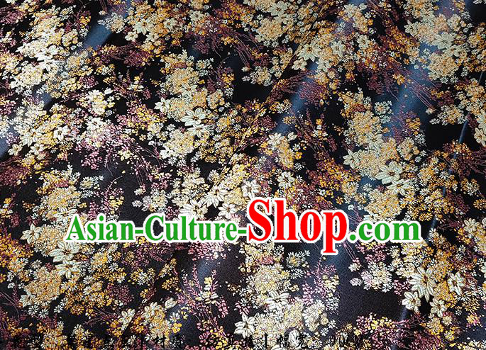 Japanese Traditional Pattern Kimono Black Brocade Fabric Tapestry Satin Fabric Nishijin Material