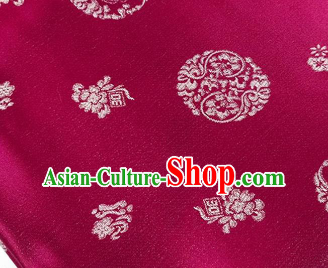 Chinese Traditional Pattern Wine Red Brocade Fabric Silk Satin Fabric Hanfu Material