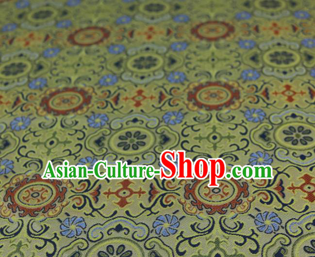 Chinese Traditional Rich Pattern Yellow Brocade Fabric Silk Satin Fabric Hanfu Material