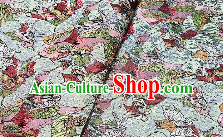Japanese Traditional Butterfly Pattern Kimono Brocade Fabric Tapestry Satin Fabric Nishijin Material