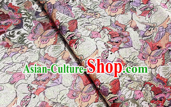 Japanese Traditional Purple Butterfly Pattern Kimono Brocade Fabric Tapestry Satin Fabric Nishijin Material