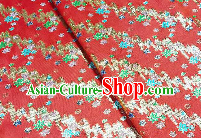 Japanese Traditional Maple Leaf Pattern Kimono Red Brocade Fabric Tapestry Satin Fabric Nishijin Material