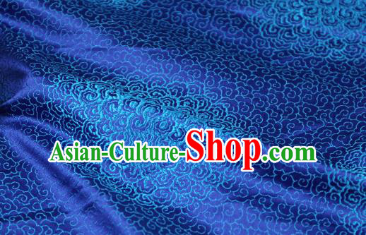 Chinese Traditional Auspicious Clouds Pattern Royalblue Brocade Fabric Silk Satin Fabric Hanfu Material