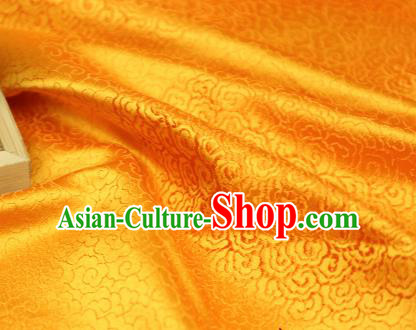 Chinese Traditional Auspicious Clouds Pattern Golden Brocade Fabric Silk Satin Fabric Hanfu Material