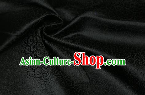 Chinese Traditional Auspicious Clouds Pattern Black Brocade Fabric Silk Satin Fabric Hanfu Material