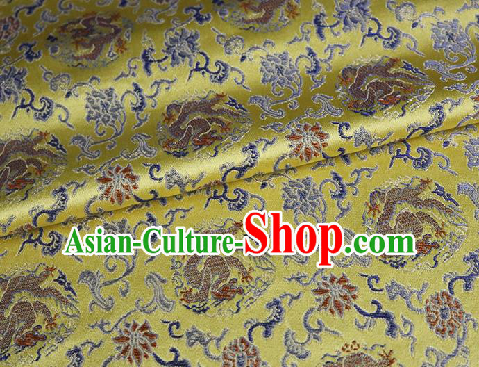 Chinese Traditional Dragon Pattern Golden Brocade Fabric Silk Satin Fabric Hanfu Material