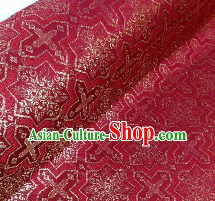 Japanese Traditional Pattern Kimono Red Brocade Fabric Tapestry Satin Fabric Nishijin Material