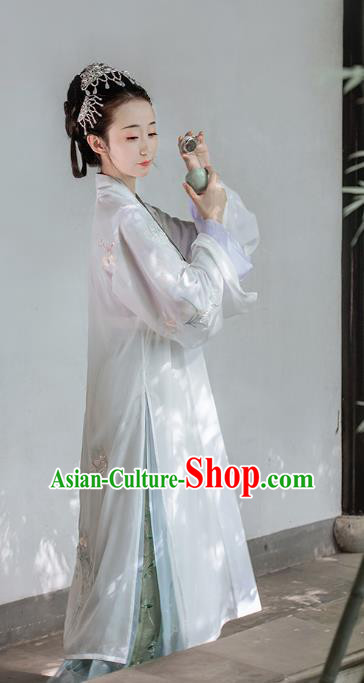 Chinese Ancient Young Mistress Embroidered Dress Traditional Song Dynasty Patrician Lady Costumes for Women