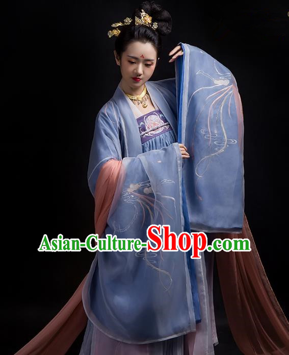 Chinese Ancient Hanfu Embroidered Dress Traditional Tang Dynasty Imperial Consort Costumes for Women