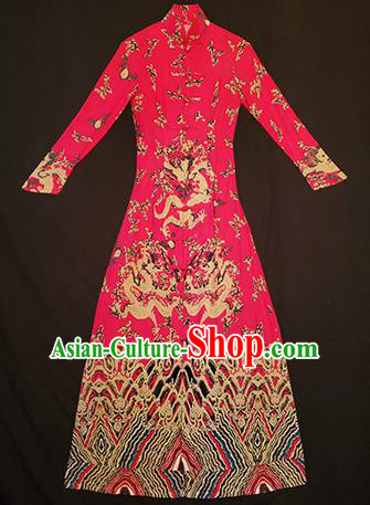 Chinese Traditional National Linen Qipao Tang Suit Cheongsam Dress Costume for Women