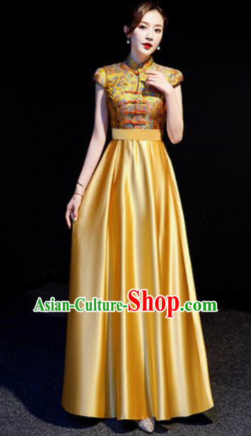 Chinese National Golden Chorus Qipao Dress Traditional Compere Cheongsam Costume for Women