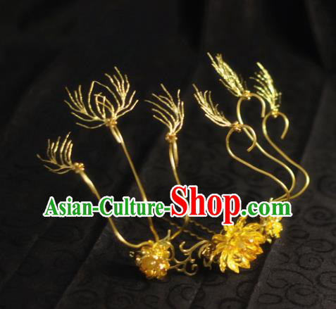 Chinese Traditional Hanfu Golden Hairpins Ancient Princess Hair Accessories for Women