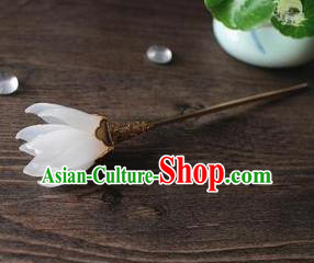 Chinese Traditional Hanfu White Yulan Magnolia Hairpins Ancient Princess Hair Accessories for Women