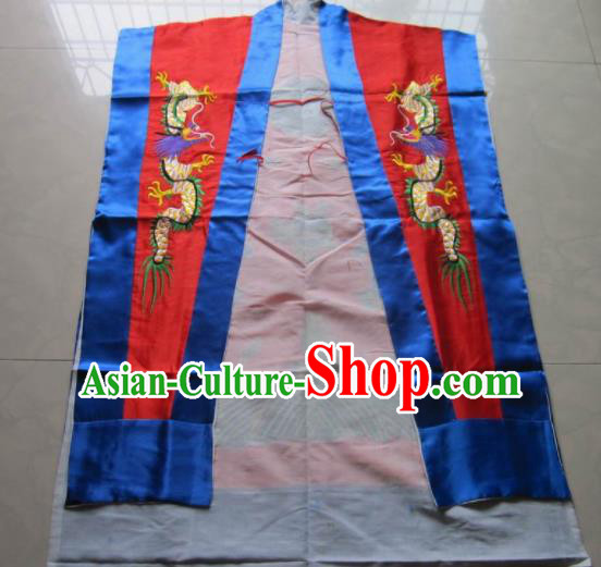 Chinese National Quanzhen Red Taoist Frock Embroidered Dragon Cassock Traditional Taoism Rites Costume for Men