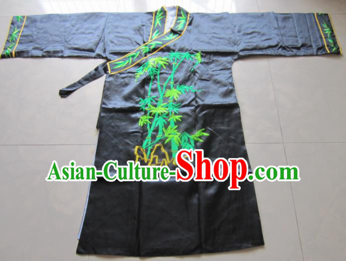 Chinese Traditional God Embroidered Black Priest Frock Taoism Deity Costume