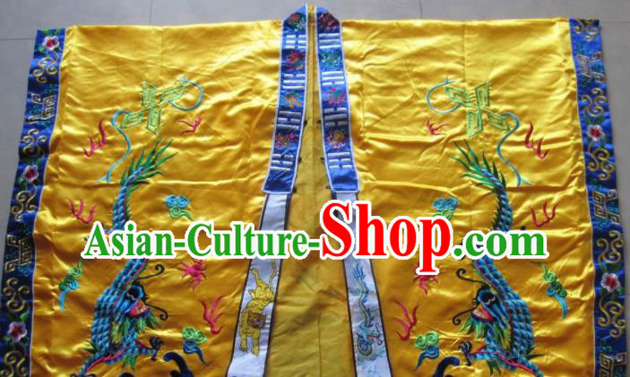 Chinese National Quanzhen Taoist Frock Embroidered Dragon Golden Cassock Traditional Taoism Rites Costume for Men