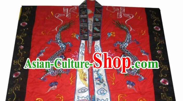 Chinese National Quanzhen Taoist Frock Embroidered Dragon Cassock Traditional Taoism Rites Costume for Men