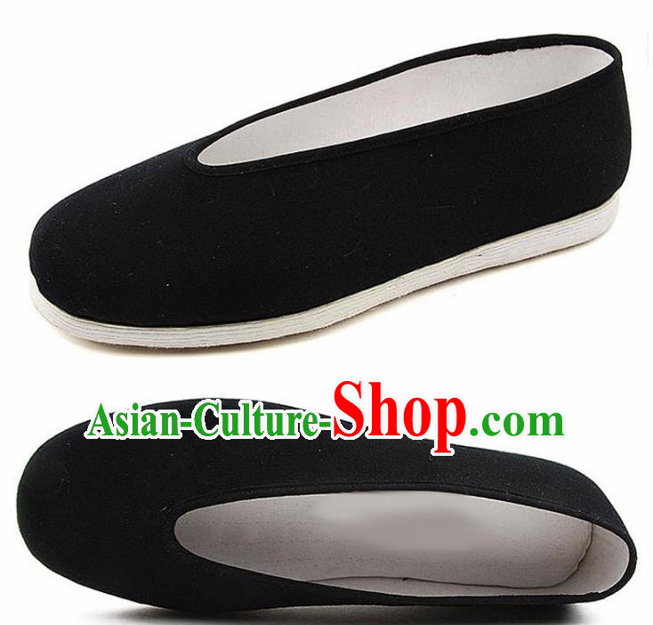 Chinese National Handmade Black Cloth Shoes Traditional Martial Arts Shoes for Men