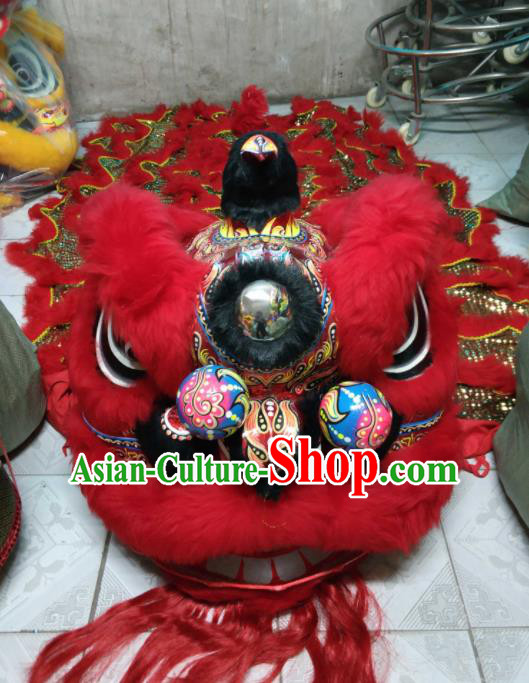 World Lion Dance Competition Red Fur Lion Head Lion Dance Costumes for Adult