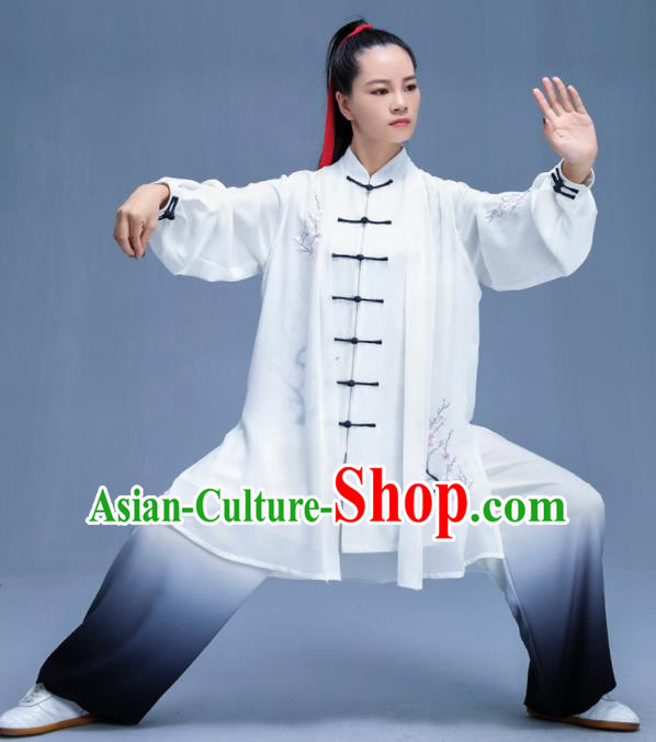 Chinese Traditional Kung Fu Embroidered Plum Blossom Garment Outfits Martial Arts Stage Show Costumes for Women