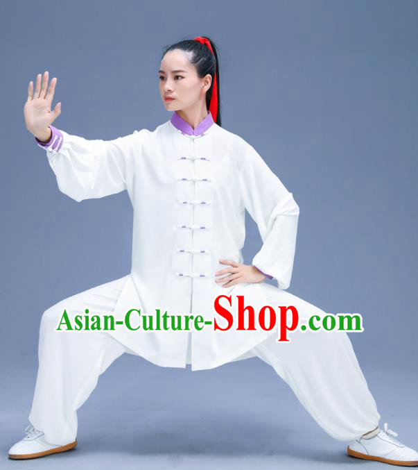 Chinese Traditional Kung Fu Training White Garment Outfits Martial Arts Stage Show Costumes for Women