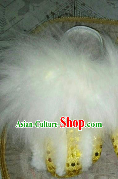 Chinese Traditional Lion Dance White Shoes Handmade Folk Dance Shoes for Men