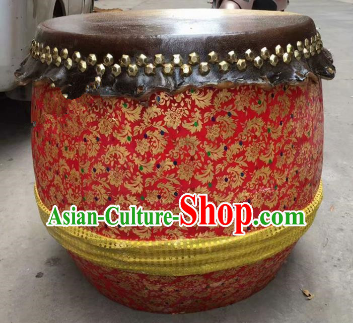 Chinese World Lion Dance Red Cowhide Drum Traditional Lion Dance Musical lnstruments Drum