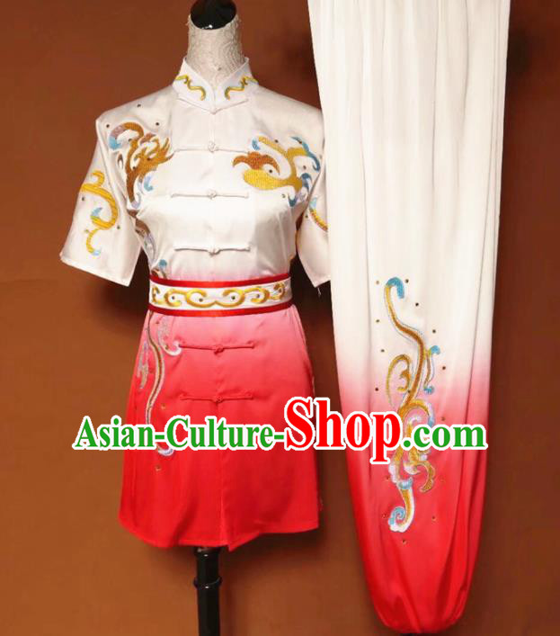 Chinese Tai Chi Changquan Embroidered Dragon Garment Outfits Traditional Kung Fu Martial Arts Costumes for Adult