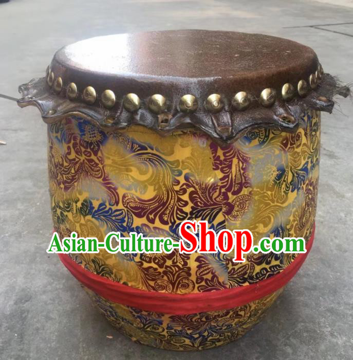 Chinese Lion Dance Cowhide Yellow Drum Traditional Lion Dance Musical lnstruments Drum