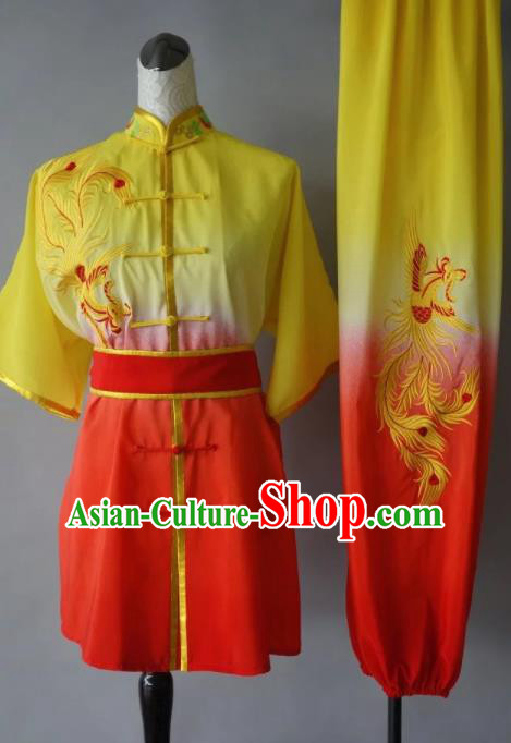 Chinese Tai Chi Embroidered Phoenix Garment Outfits Traditional Kung Fu Martial Arts Training Costumes for Women