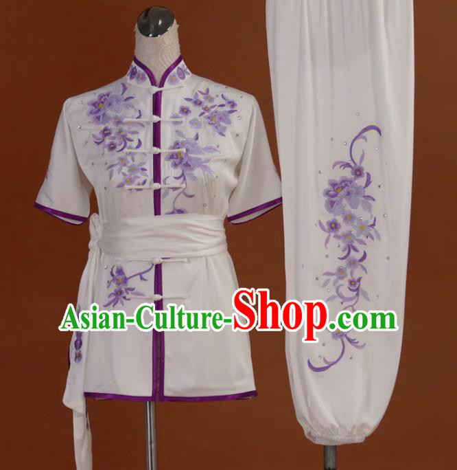 Chinese Tai Chi Embroidered Garment Outfits Traditional Kung Fu Martial Arts Training Costumes for Women