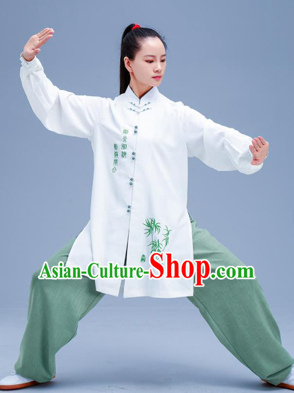 Chinese Traditional Kung Fu Embroidered Bamboo Outfits Martial Arts Competition Costumes for Women