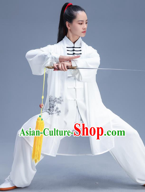 Chinese Traditional Kung Fu Competition White Outfits Martial Arts Stage Show Costumes for Women