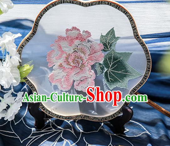Chinese Traditional Hanfu Embroidered Peony Silk Fan Ancient Princess Palace Fans for Women