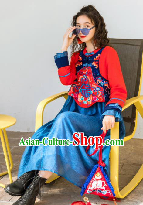 Chinese Traditional Embroidered Dress National Qipao Cheongsam Costumes for Women