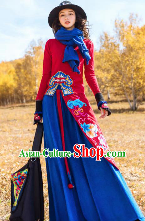 Chinese Traditional Embroidered Peony Skirt National Bust Skirt Costumes for Women