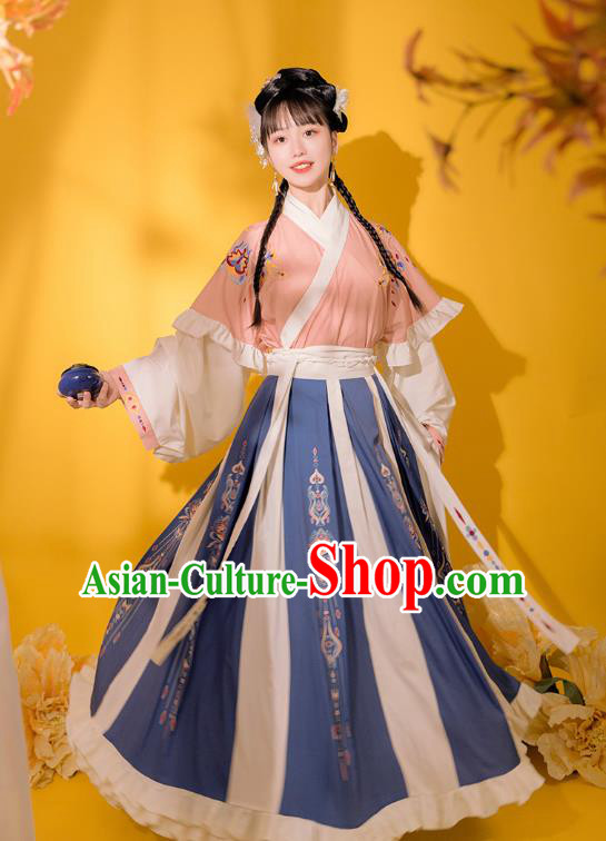 Traditional Chinese Jin Dynasty Royal Princess Pink Hanfu Dress Ancient Goddess Costumes for Women