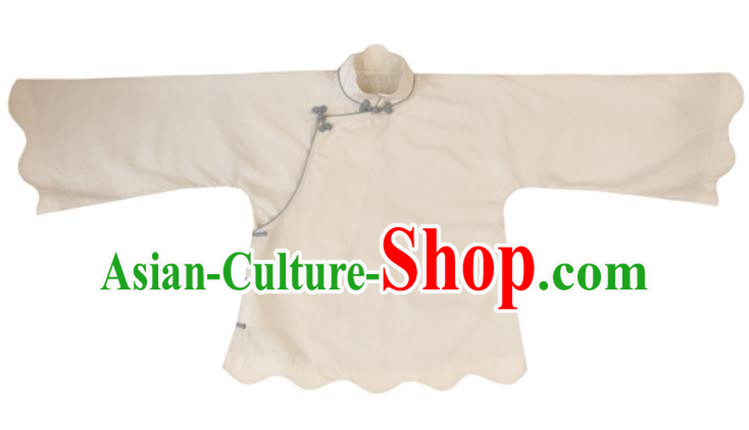 Chinese Traditional Tang Suit White Shirt National Upper Outer Garment Blouse Costume for Women