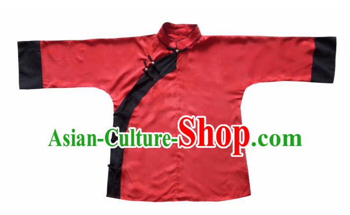 Chinese Traditional Qing Dynasty Red Shirt National Tang Suit Upper Outer Garment Blouse Costume for Women