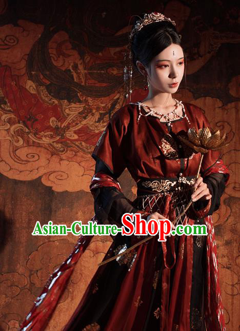 Chinese Traditional Tang Dynasty Court Maid Dress Ancient Flying Apsaras Historical Costumes for Women