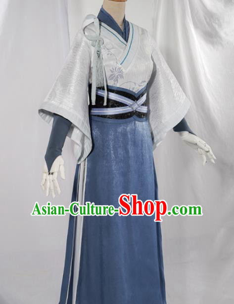 Chinese Traditional Cosplay White Hanfu Dress Ancient Swordsman Costumes for Women