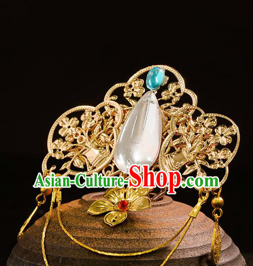 Chinese Traditional Hanfu Golden Hair Crown Hairpins Ancient Princess Hair Accessories for Women