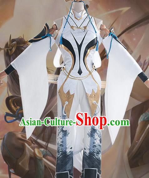 Chinese Cosplay Female Swordsman White Hanfu Dress Traditional Ancient Princess Costumes for Women