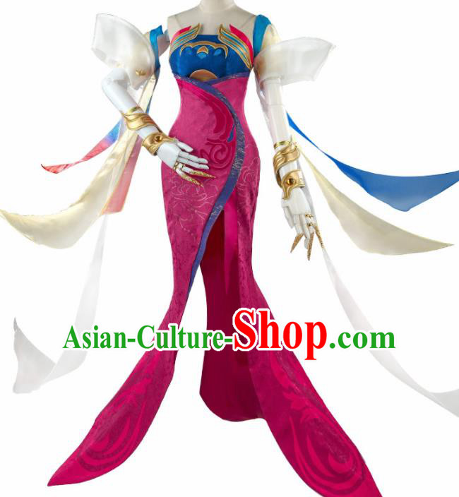 Chinese Cosplay Female Swordsman Rosy Hanfu Dress Traditional Ancient Princess Costumes for Women