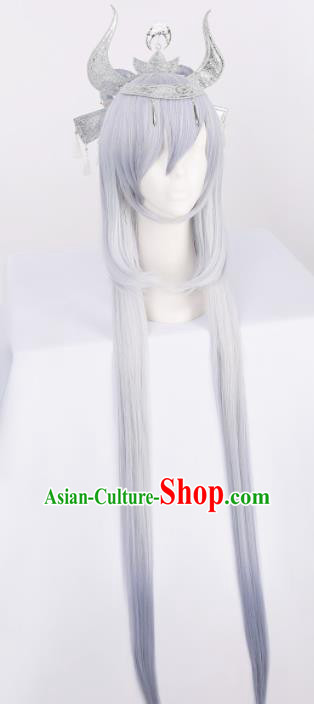 Chinese Traditional Cosplay Fairy Lilac Wigs Ancient Swordsman Wig Sheath for Women