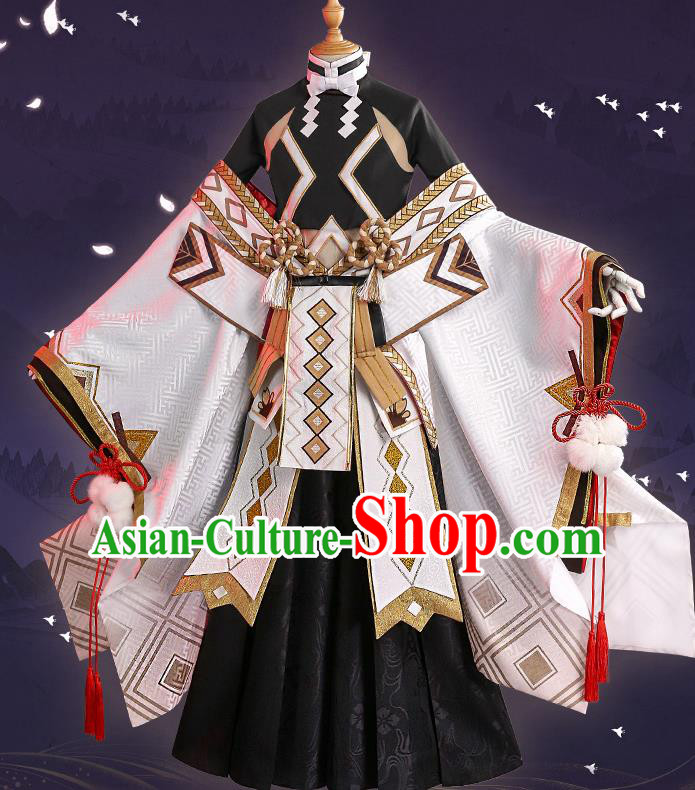 Japanese Traditional Cosplay Knight Black Clothing Ancient Swordsman Costumes for Men