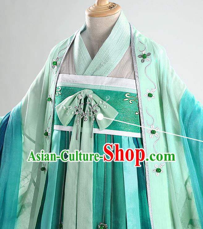 Chinese Traditional Cosplay Goddess Green Hanfu Dress Ancient Princess Costumes for Women